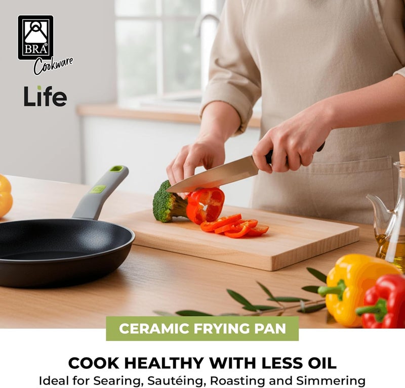 BRA COOKWARE Life Ceramic Nonstick Frying Pan | 11 Inch Recycled Cast Aluminum Skillet | Ceramic Non-Stick Fry Pan | PFOA Free Searing Skillet | All Cooktops (incl. Induction) | Soft-Touch Handle - Image 5